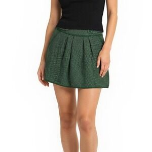 Tullette‎ Skirt Women's Size XS Green Woven Pleated Geometric Mini Feminine